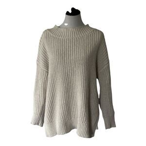 Aerie Cream Oversized Cowl Neck Sweater size M